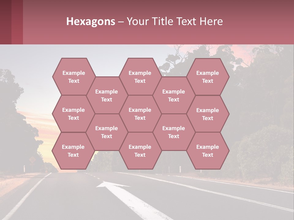 A Picture Of A Road With Trees And Sky In The Background PowerPoint Template
