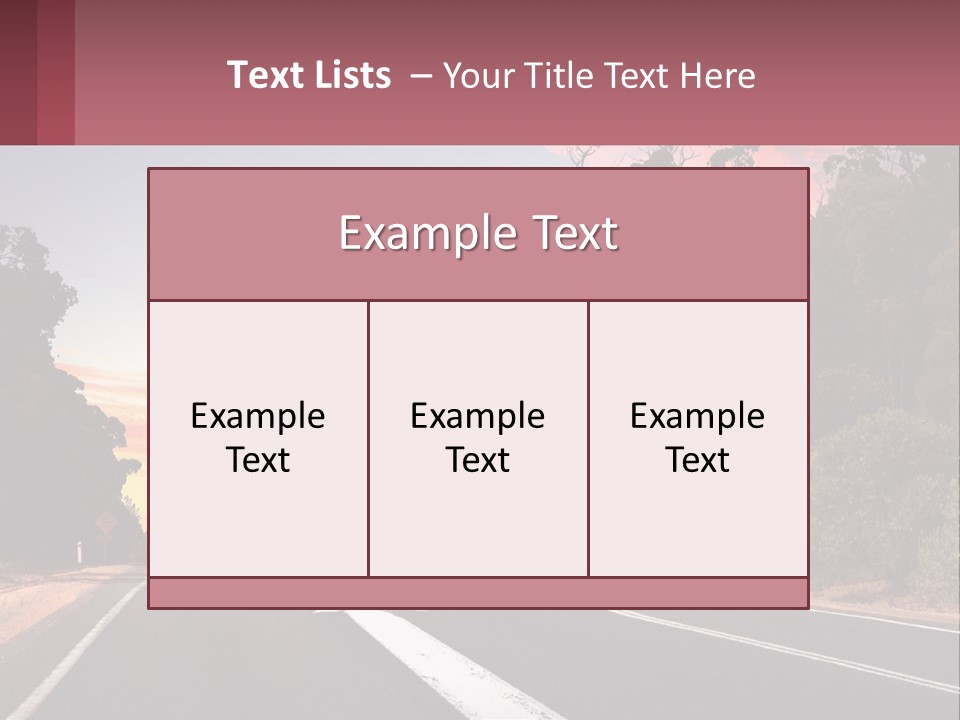 A Picture Of A Road With Trees And Sky In The Background PowerPoint Template
