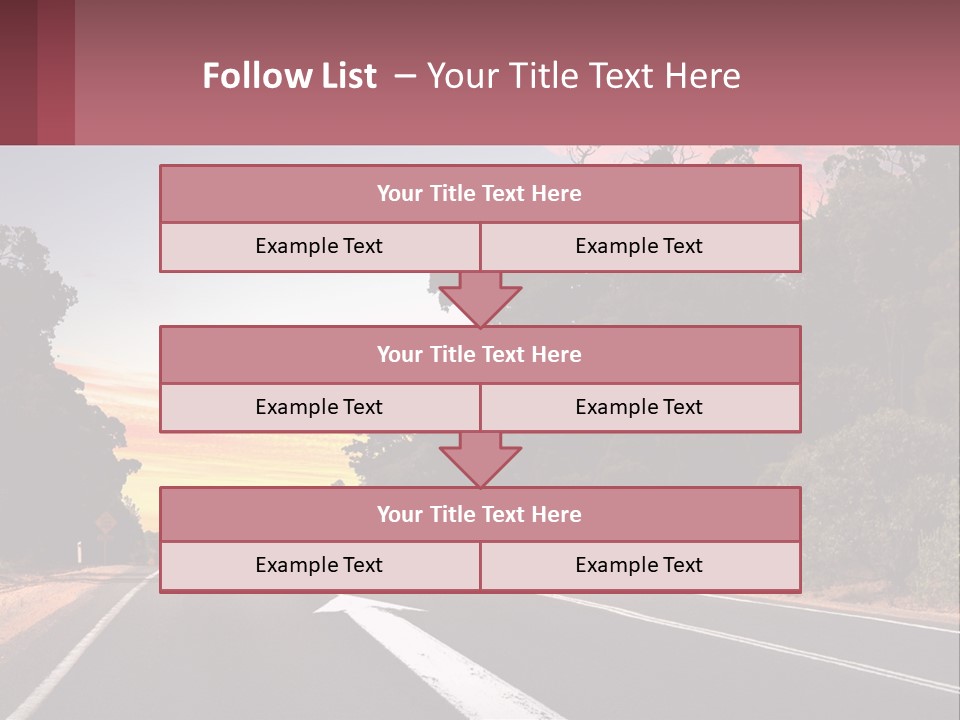 A Picture Of A Road With Trees And Sky In The Background PowerPoint Template