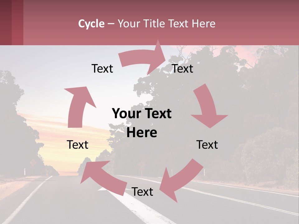A Picture Of A Road With Trees And Sky In The Background PowerPoint Template