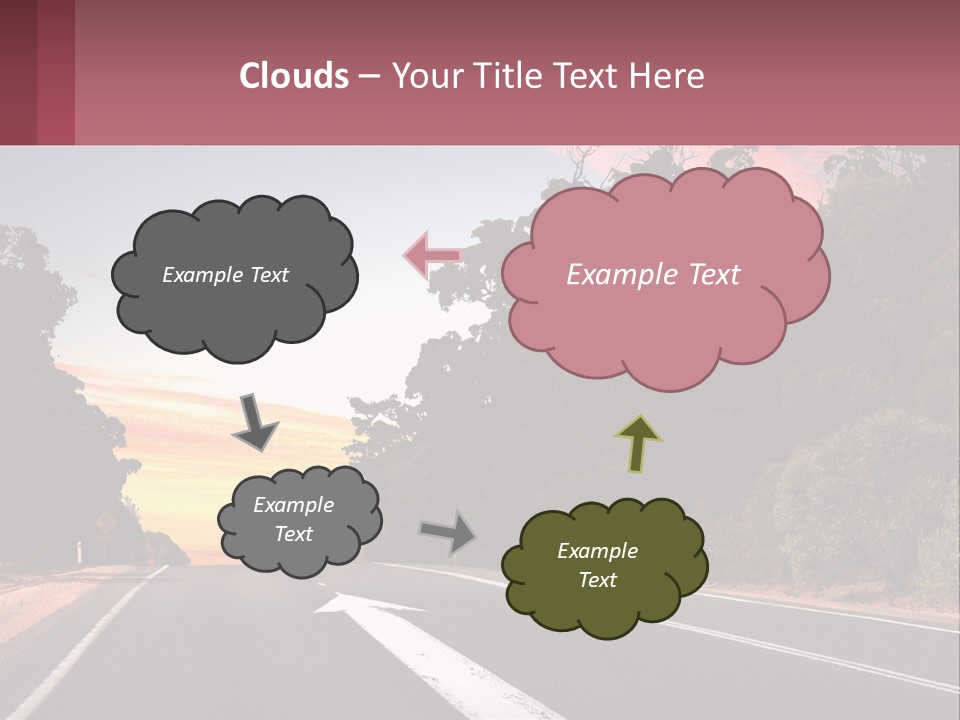 A Picture Of A Road With Trees And Sky In The Background PowerPoint Template