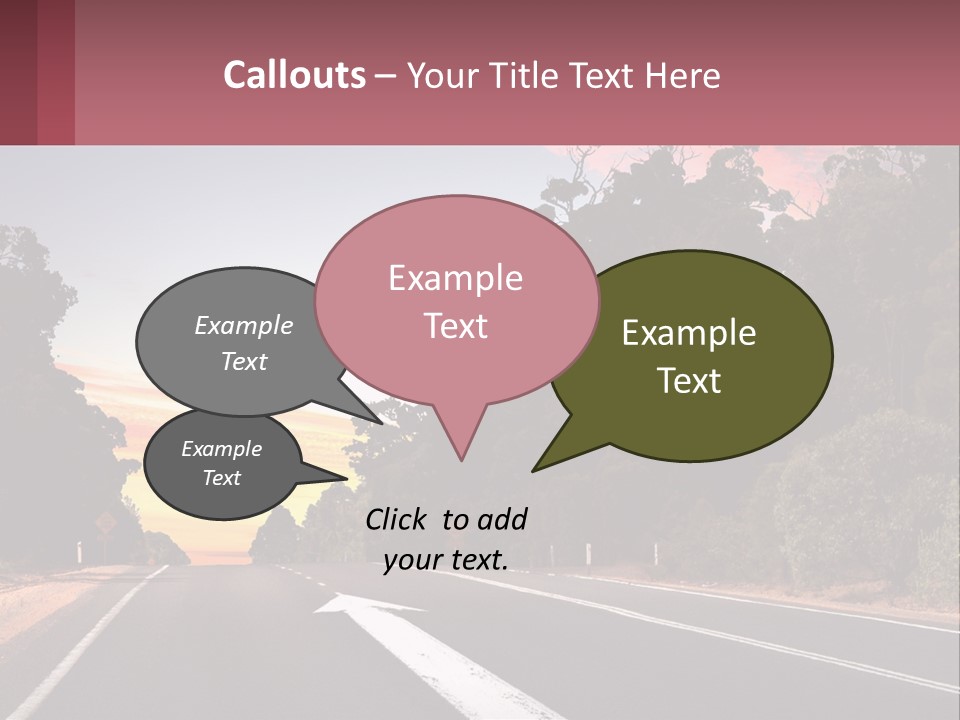 A Picture Of A Road With Trees And Sky In The Background PowerPoint Template