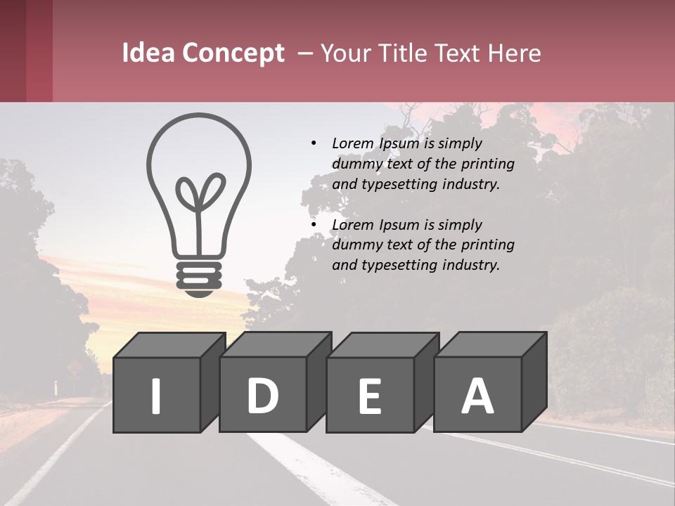 A Picture Of A Road With Trees And Sky In The Background PowerPoint Template