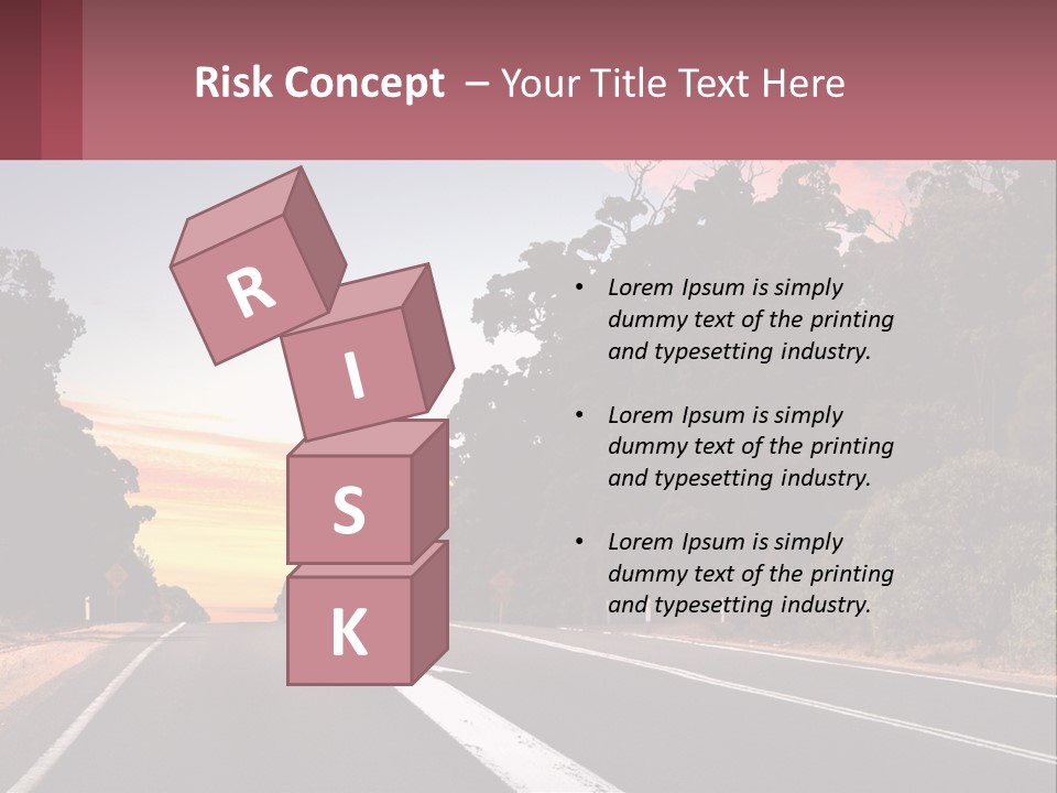 A Picture Of A Road With Trees And Sky In The Background PowerPoint Template