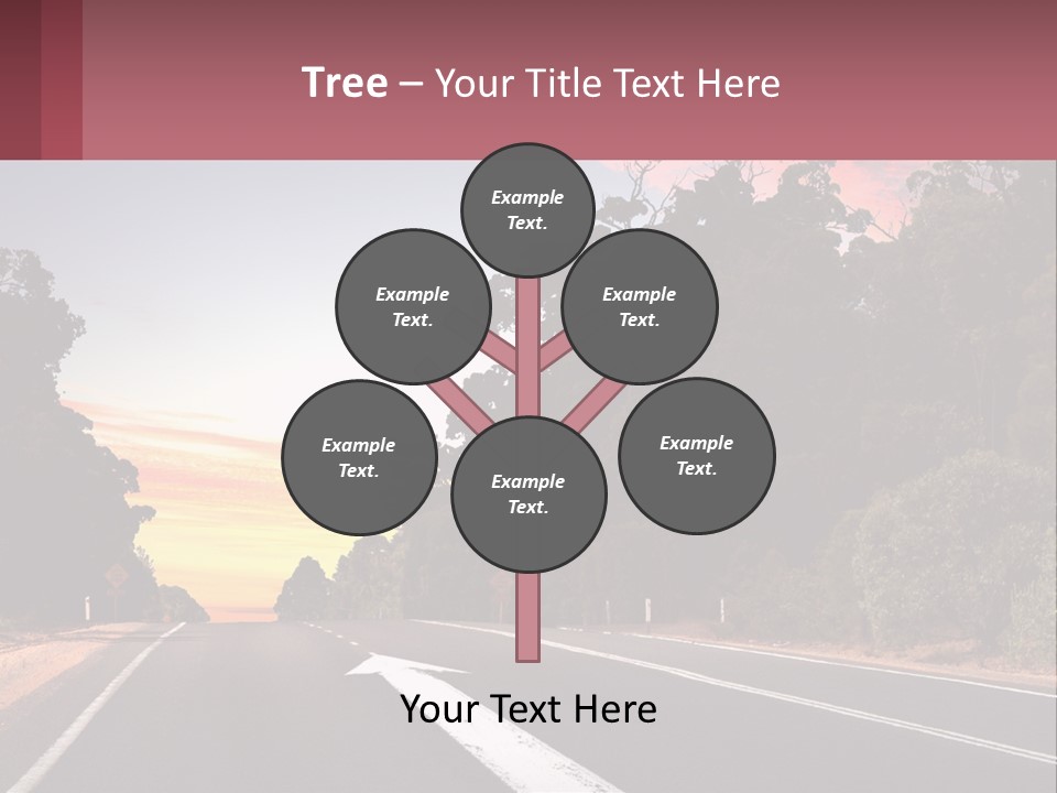 A Picture Of A Road With Trees And Sky In The Background PowerPoint Template