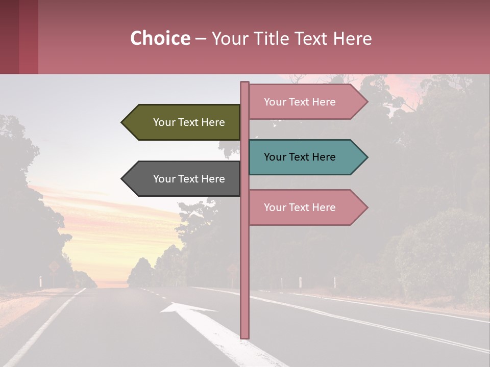 A Picture Of A Road With Trees And Sky In The Background PowerPoint Template