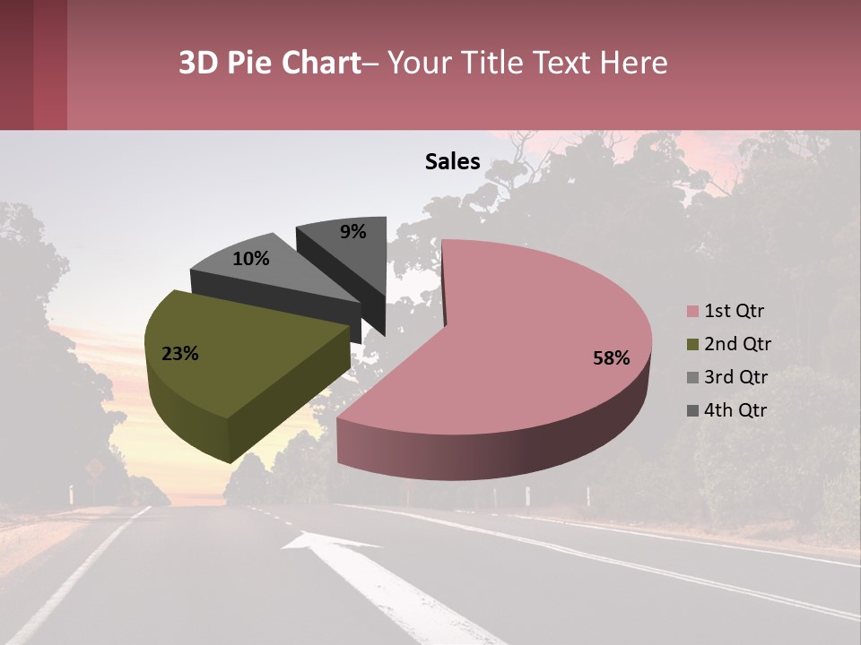 A Picture Of A Road With Trees And Sky In The Background PowerPoint Template