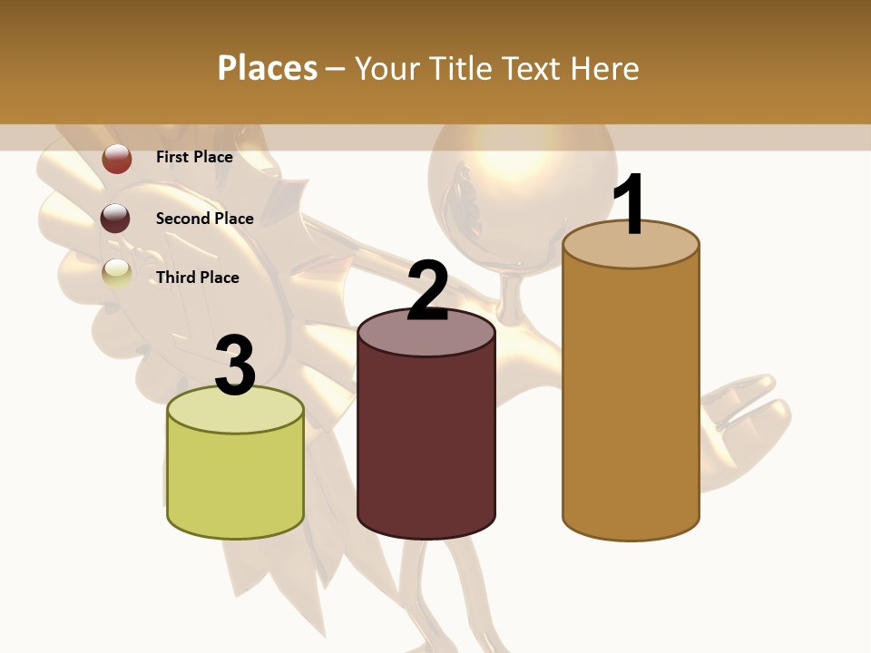 A Golden Man Holding A Golden Trophy On A White Background PowerPoint Template