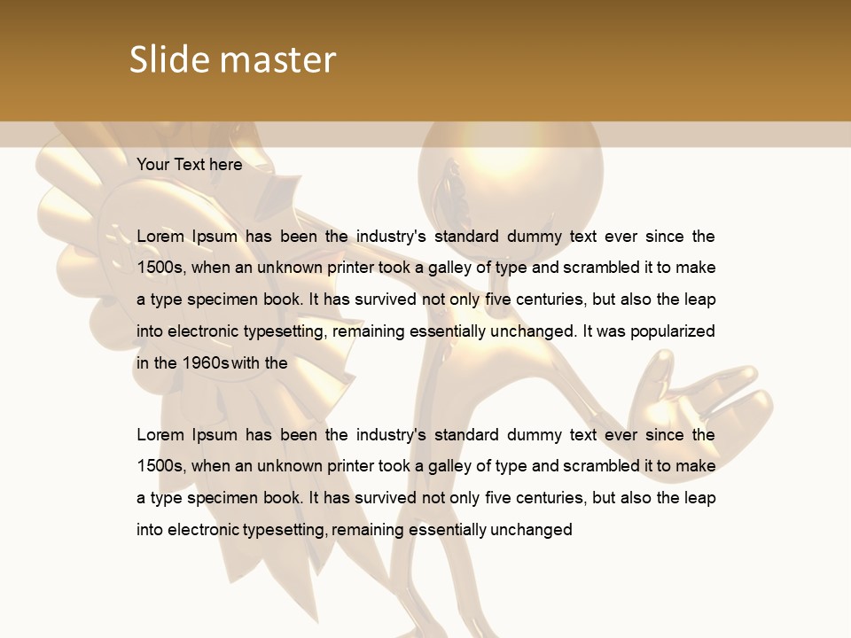 A Golden Man Holding A Golden Trophy On A White Background PowerPoint Template