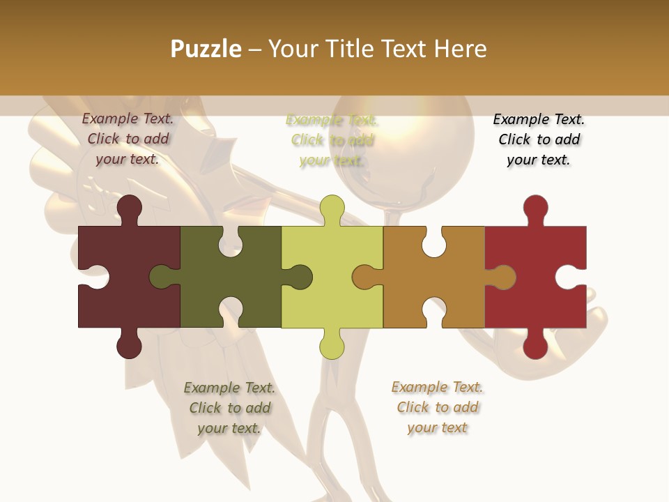 A Golden Man Holding A Golden Trophy On A White Background PowerPoint Template