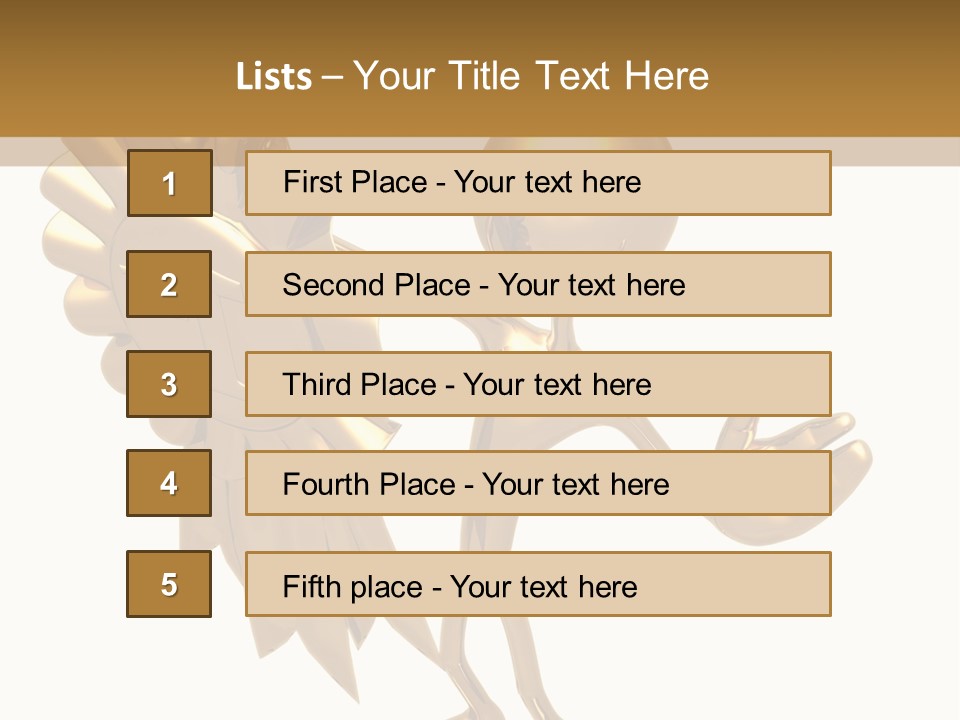 A Golden Man Holding A Golden Trophy On A White Background PowerPoint Template