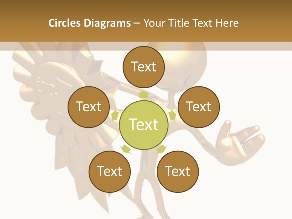 A Golden Man Holding A Golden Trophy On A White Background PowerPoint Template