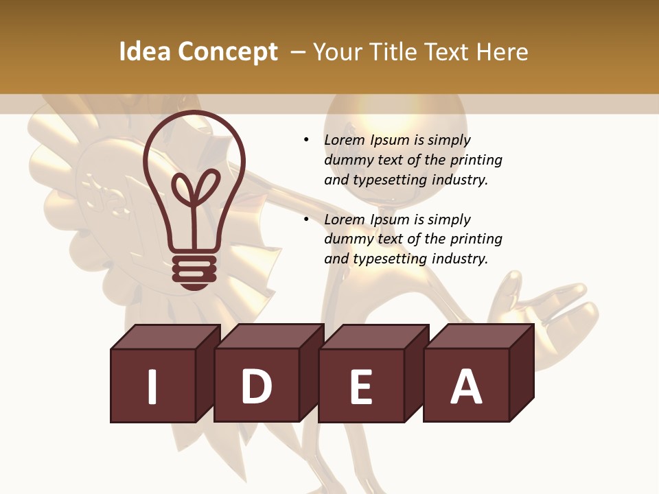 A Golden Man Holding A Golden Trophy On A White Background PowerPoint Template