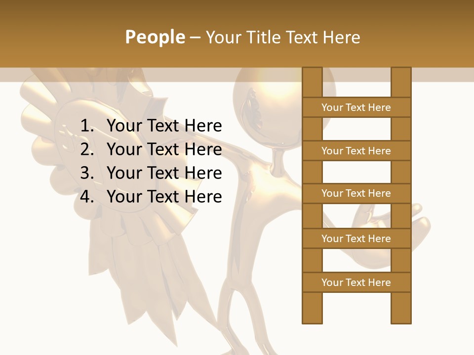 A Golden Man Holding A Golden Trophy On A White Background PowerPoint Template