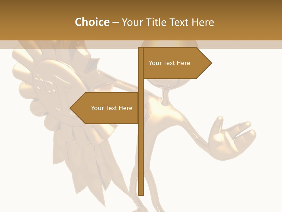 A Golden Man Holding A Golden Trophy On A White Background PowerPoint Template