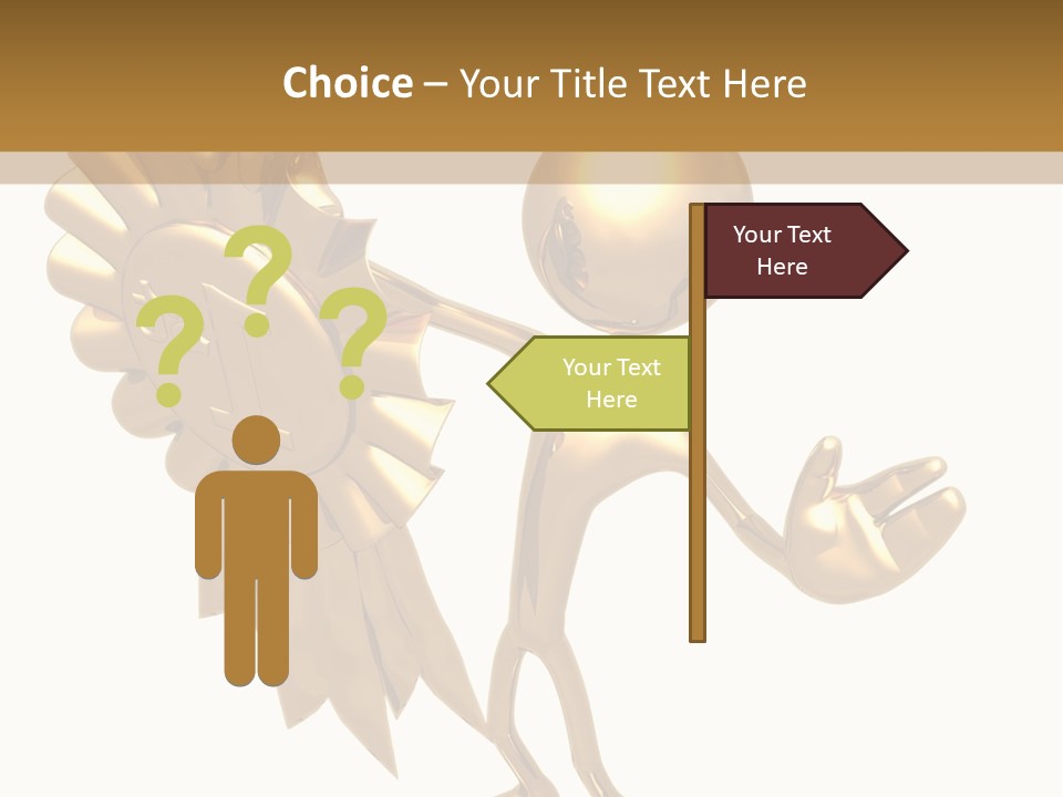 A Golden Man Holding A Golden Trophy On A White Background PowerPoint Template