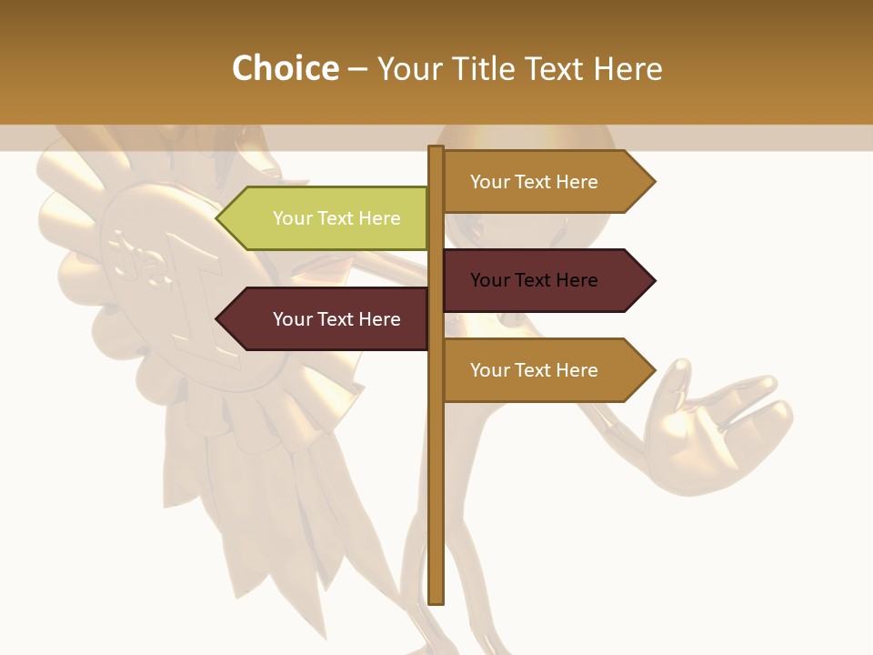 A Golden Man Holding A Golden Trophy On A White Background PowerPoint Template