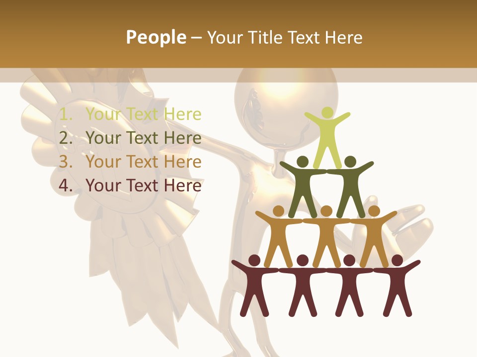 A Golden Man Holding A Golden Trophy On A White Background PowerPoint Template