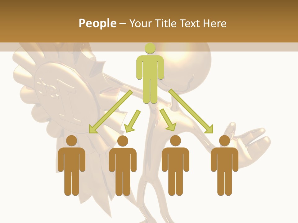 A Golden Man Holding A Golden Trophy On A White Background PowerPoint Template