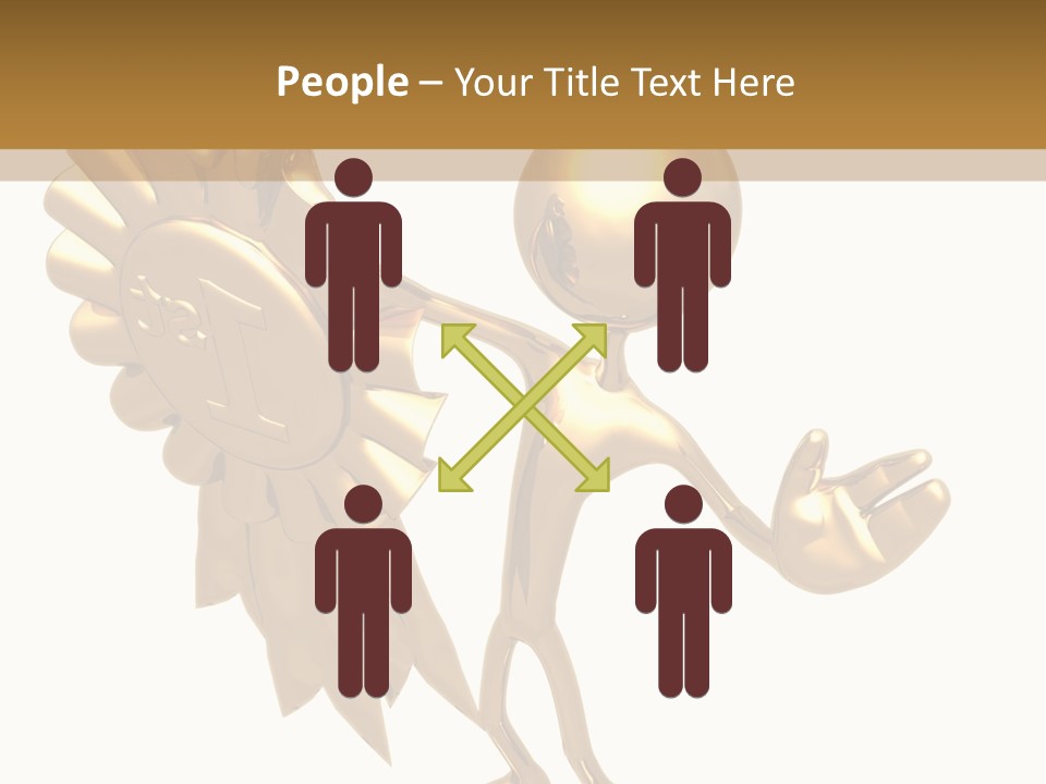 A Golden Man Holding A Golden Trophy On A White Background PowerPoint Template