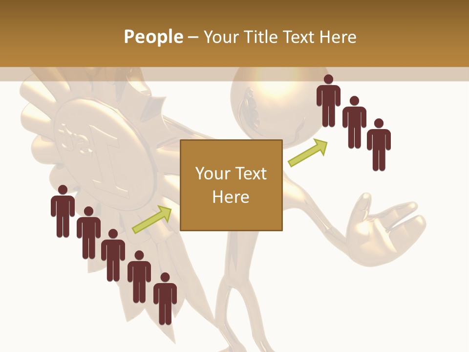 A Golden Man Holding A Golden Trophy On A White Background PowerPoint Template