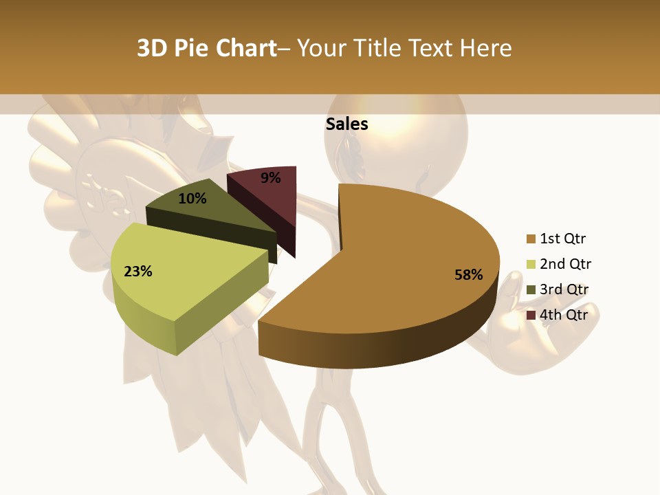 A Golden Man Holding A Golden Trophy On A White Background PowerPoint Template