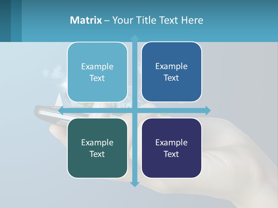 A Person Holding A Cell Phone With A City In The Background PowerPoint Template