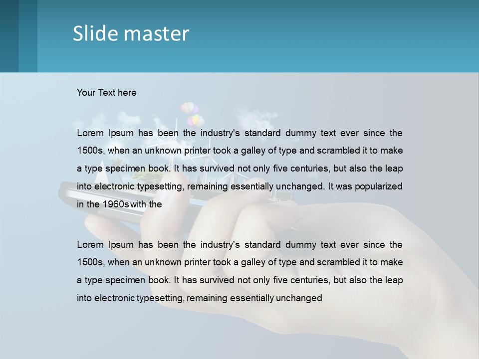 A Person Holding A Cell Phone With A City In The Background PowerPoint Template