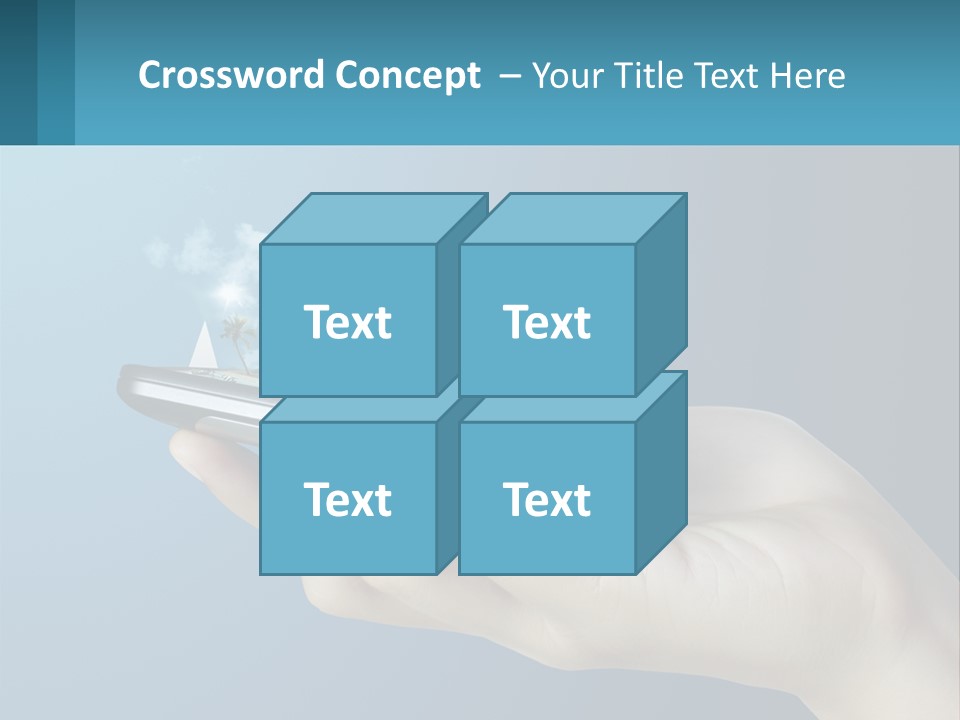 A Person Holding A Cell Phone With A City In The Background PowerPoint Template