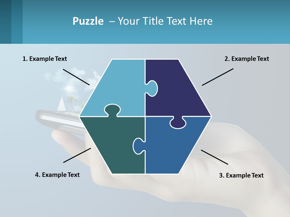 A Person Holding A Cell Phone With A City In The Background PowerPoint Template