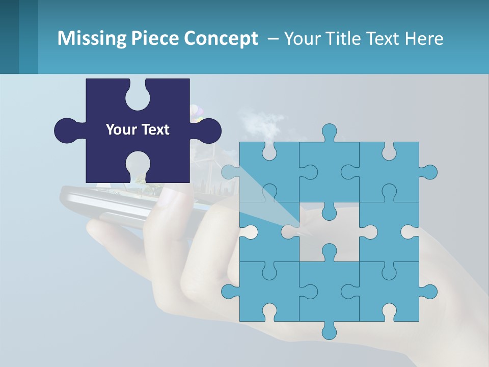 A Person Holding A Cell Phone With A City In The Background PowerPoint Template