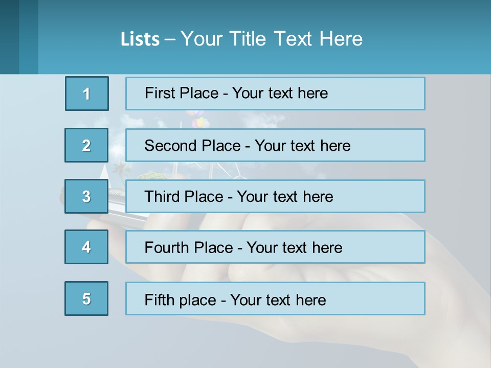 A Person Holding A Cell Phone With A City In The Background PowerPoint Template