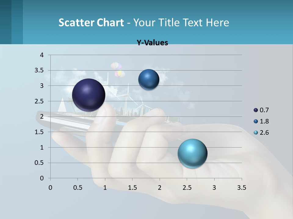 A Person Holding A Cell Phone With A City In The Background PowerPoint Template