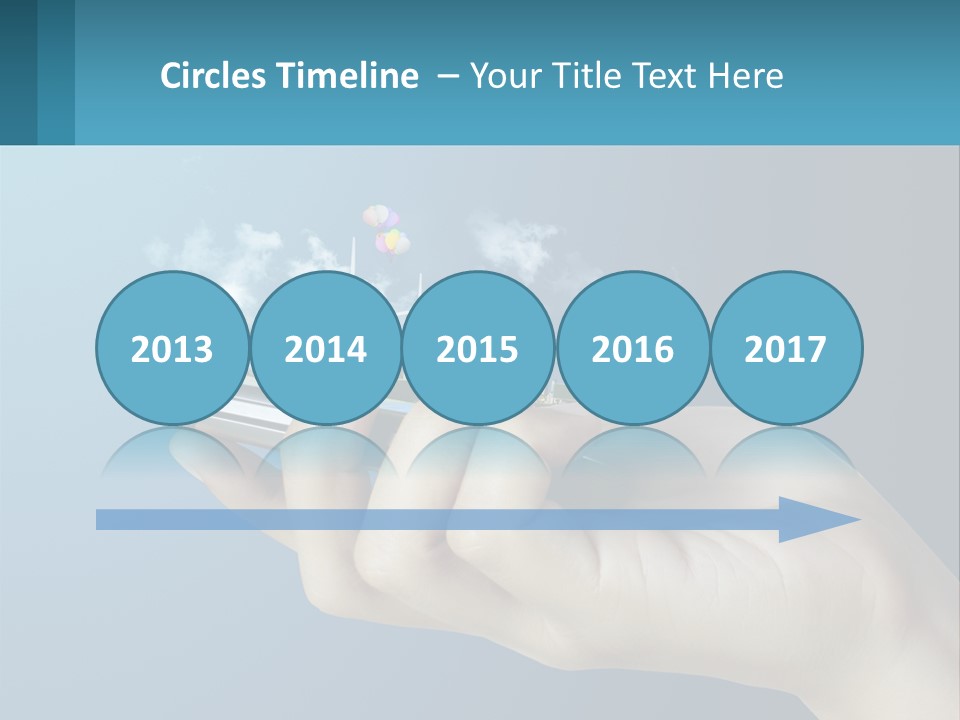 A Person Holding A Cell Phone With A City In The Background PowerPoint Template