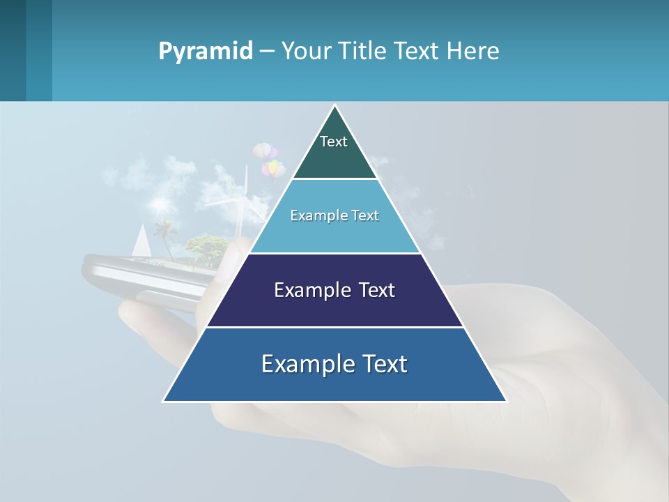 A Person Holding A Cell Phone With A City In The Background PowerPoint Template