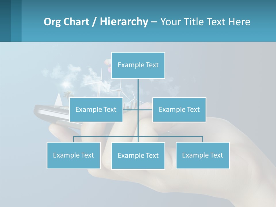 A Person Holding A Cell Phone With A City In The Background PowerPoint Template