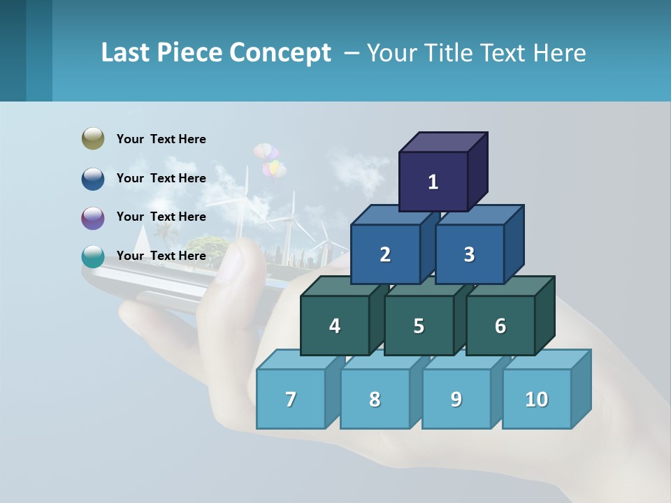 A Person Holding A Cell Phone With A City In The Background PowerPoint Template