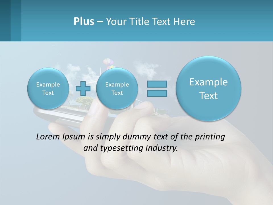 A Person Holding A Cell Phone With A City In The Background PowerPoint Template