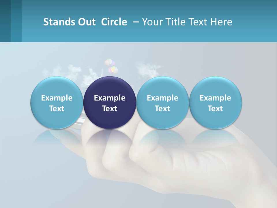 A Person Holding A Cell Phone With A City In The Background PowerPoint Template