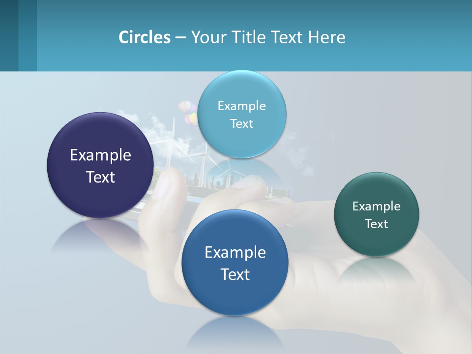 A Person Holding A Cell Phone With A City In The Background PowerPoint Template