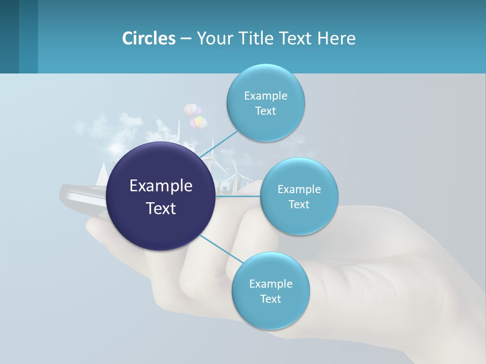 A Person Holding A Cell Phone With A City In The Background PowerPoint Template