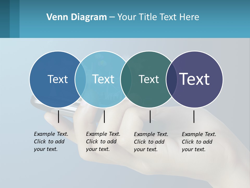 A Person Holding A Cell Phone With A City In The Background PowerPoint Template