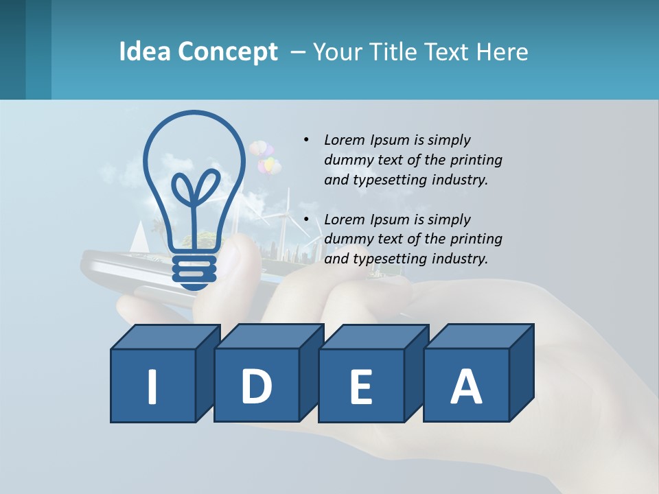 A Person Holding A Cell Phone With A City In The Background PowerPoint Template