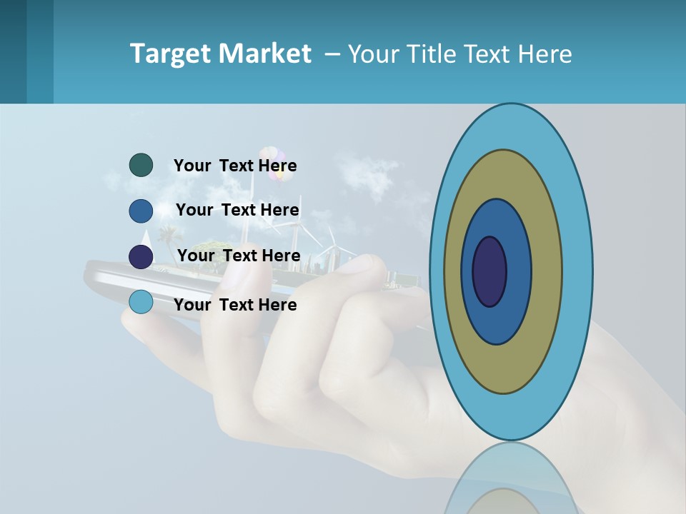 A Person Holding A Cell Phone With A City In The Background PowerPoint Template