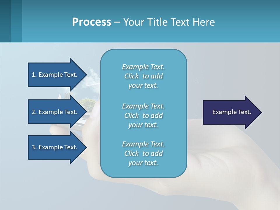 A Person Holding A Cell Phone With A City In The Background PowerPoint Template