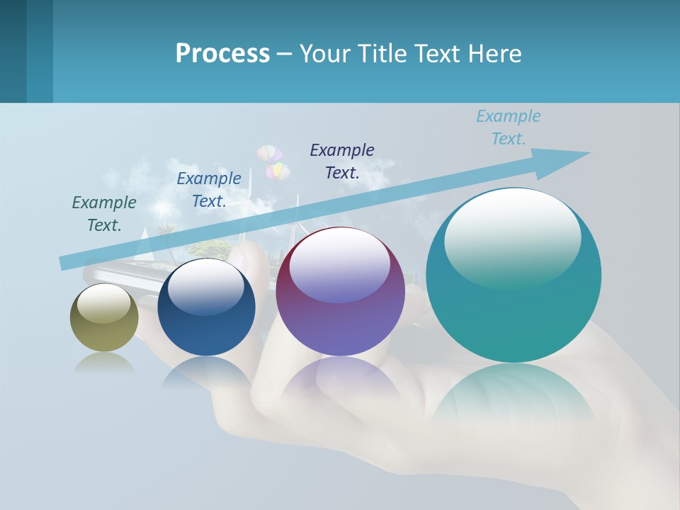 A Person Holding A Cell Phone With A City In The Background PowerPoint Template