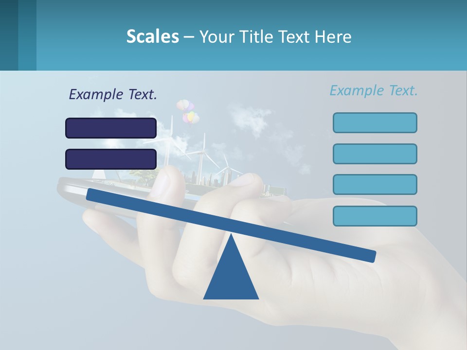 A Person Holding A Cell Phone With A City In The Background PowerPoint Template