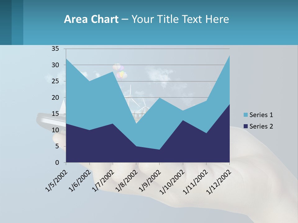 A Person Holding A Cell Phone With A City In The Background PowerPoint Template