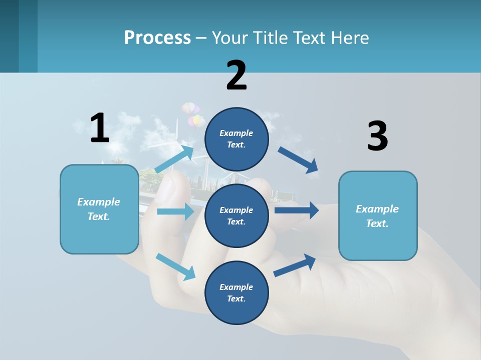 A Person Holding A Cell Phone With A City In The Background PowerPoint Template