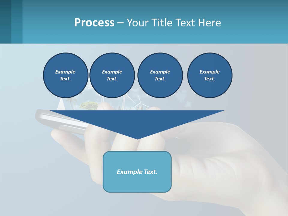 A Person Holding A Cell Phone With A City In The Background PowerPoint Template